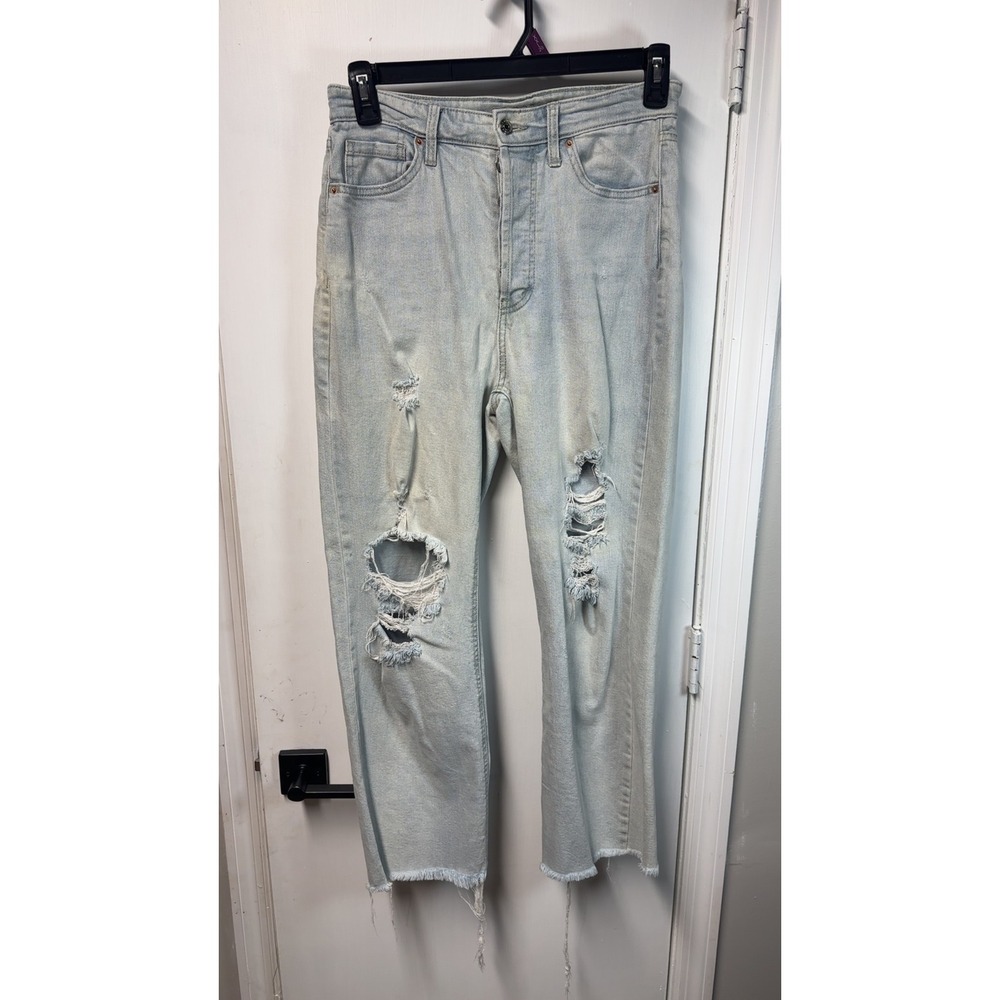 Wild Fable | Light Wash High Rise Distressed Straight Leg Frayed Hem | Size 6